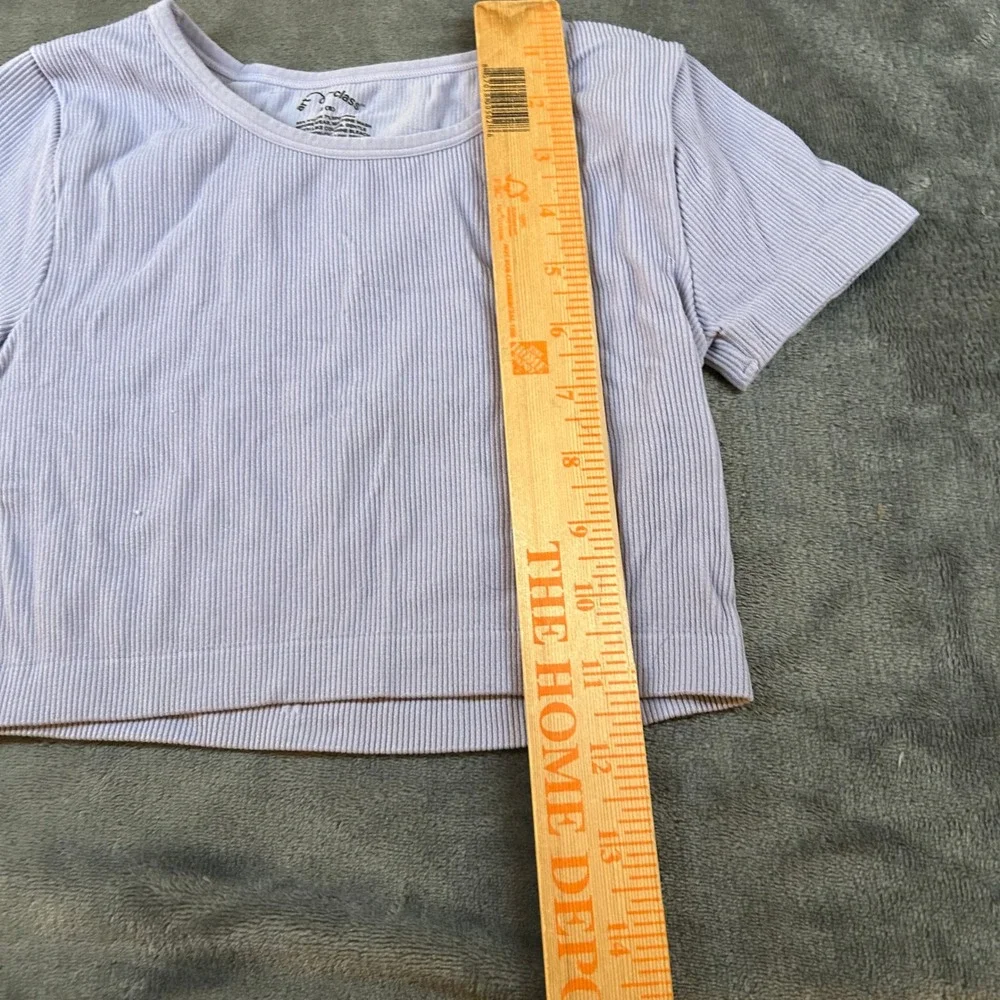 Art Class Girls‎ Purple Ribbed Knit Crop Top Short Sleeve Shirt Size Medium (8)